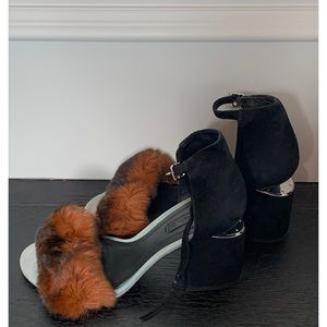 ALEXANDER WANG
ABBY SUEDE AND FUR SANDALS